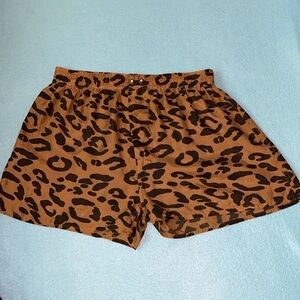 PERRY ELLIS silk cheetah print boxers button fly elastic waistband comfy size S